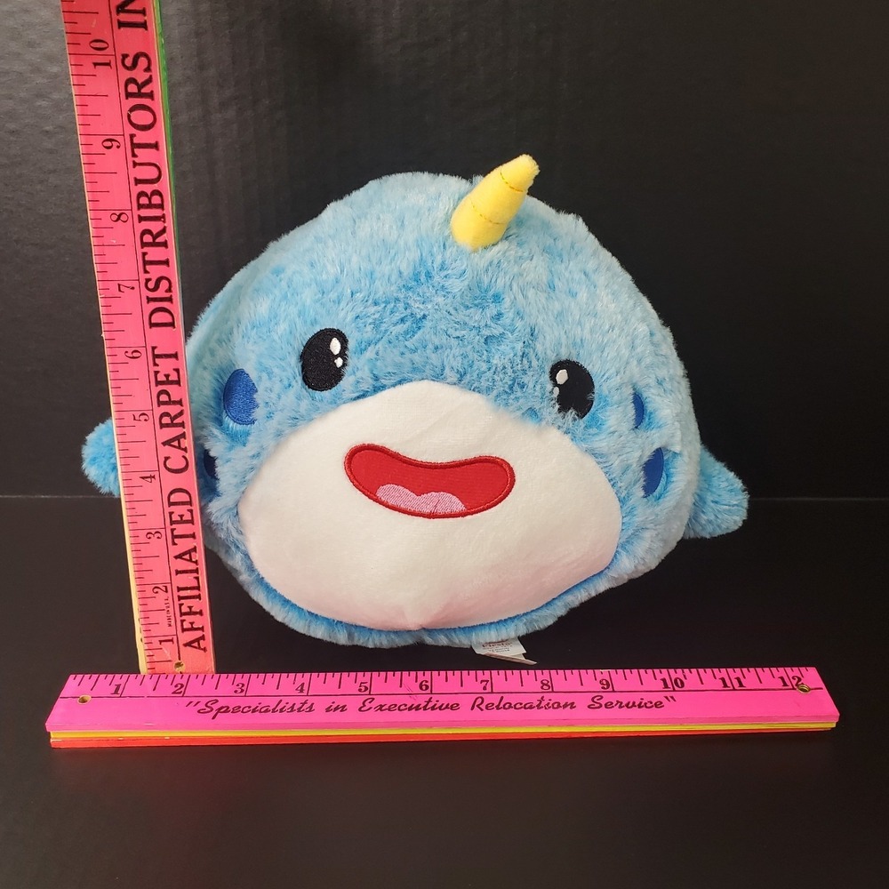 Fiesta Gumballs Narwhal Whale Plush Blue White 8.5" Unicorn Of The Sea Stuffed - Picture 4 of 7